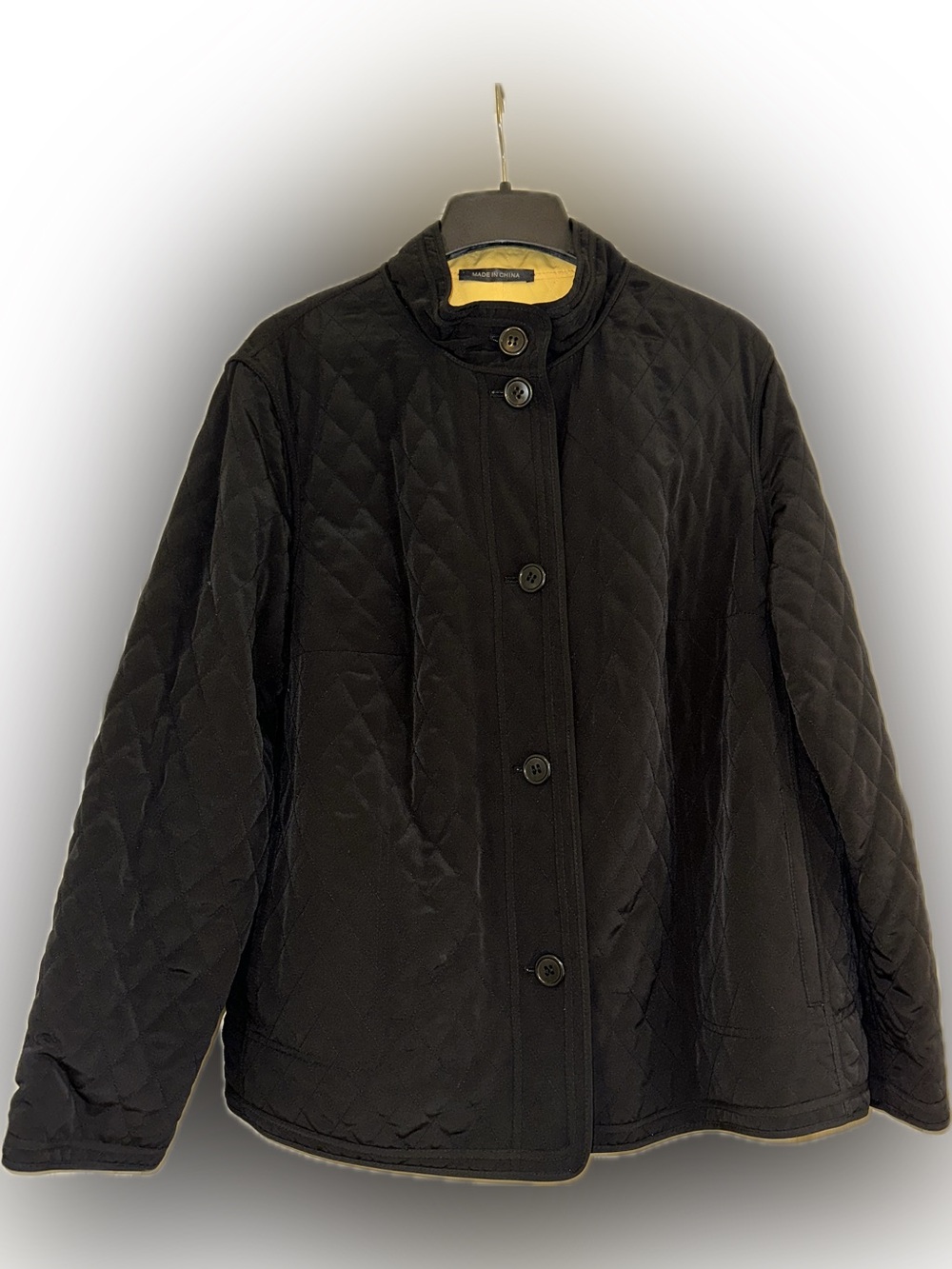 Talbots Black Quilted Button-Front Puffer Jacket